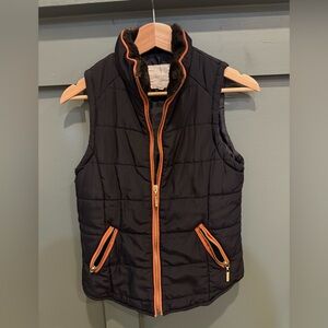 Copper Key Black Quilted Vest with Orange Trim